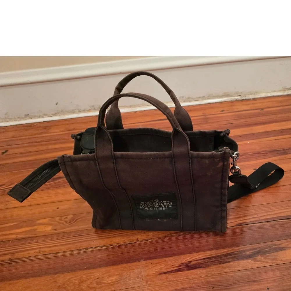 Marc Jacobs The Tote Bag Small Canvas Crossbody Handbag Dark Brown M0016493